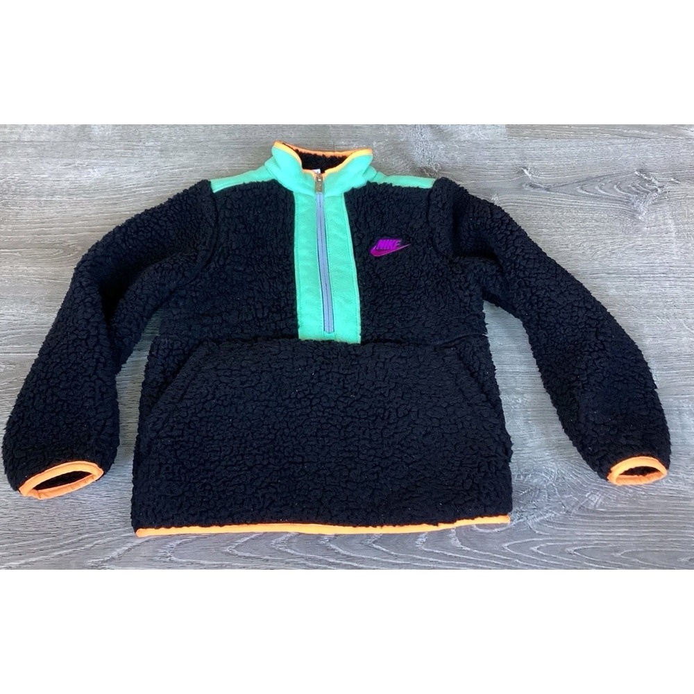 Nike Youth Girls Size 6 / 7 Pullover Sweater 1/4 Zip Sherpa Sweatshirt